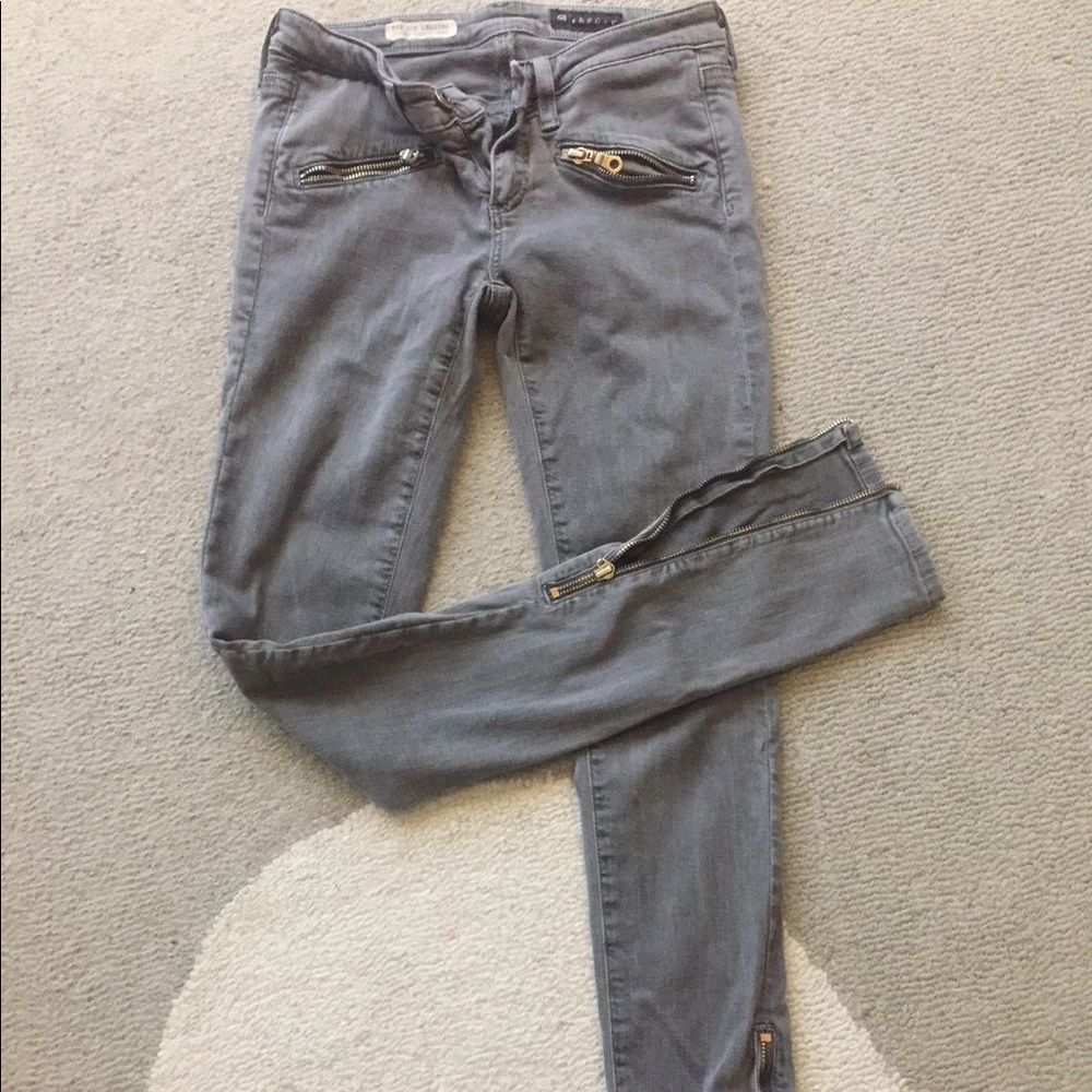 AG theory stretch jeans gray sz 25 zipper leg